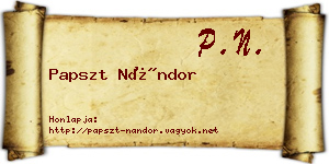 Papszt Nándor névjegykártya